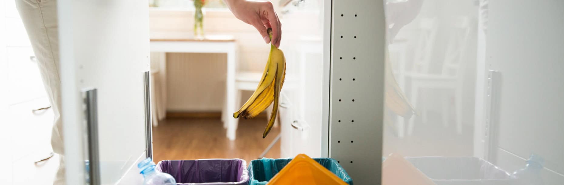 Throwing banana skin away