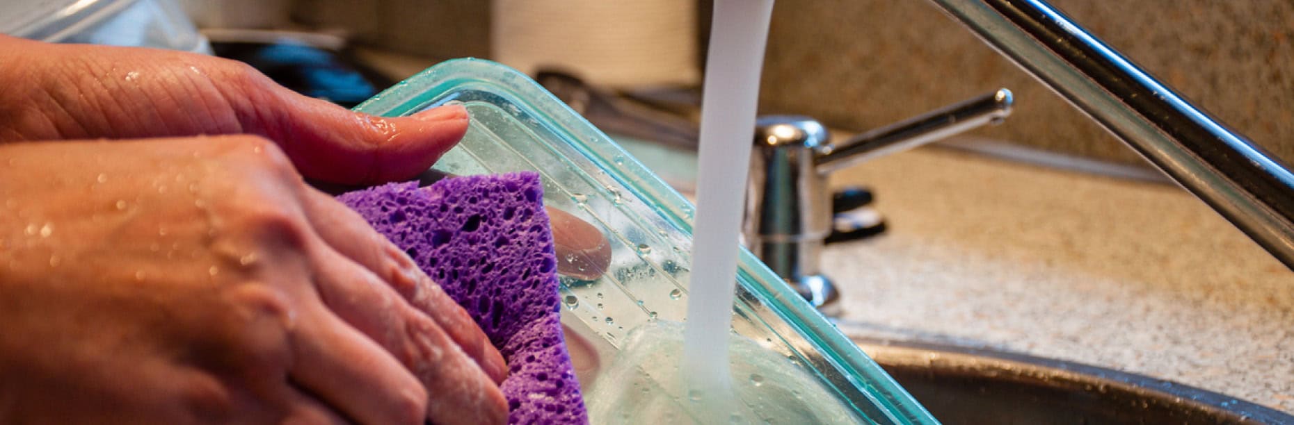 Washing a plastic container