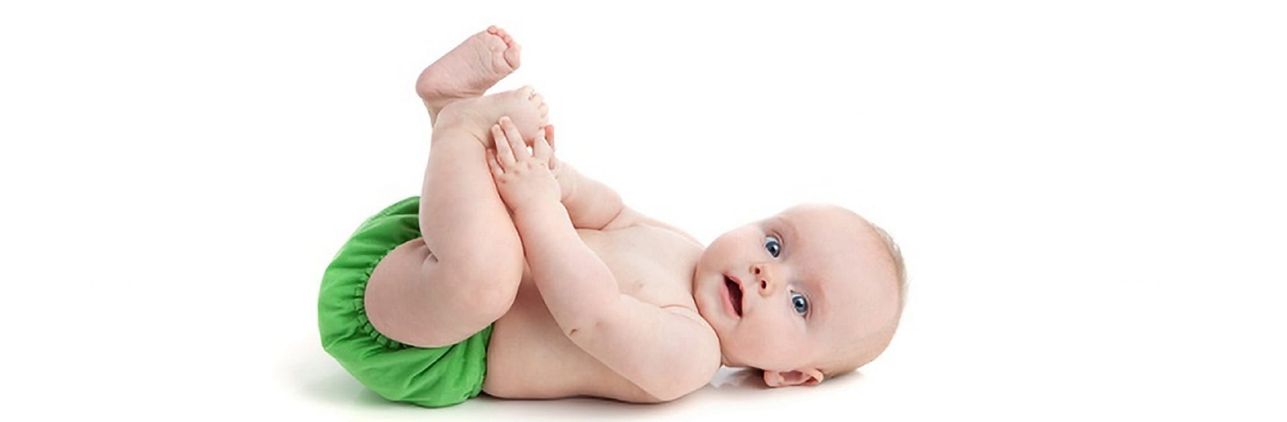 Baby with cloth nappy on