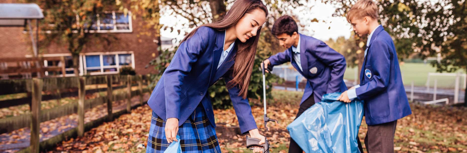 Children picking up litter